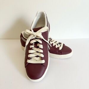 Puma Unisex Clyde Leather Maroon Purple Gray Sneakers Casual Retro Comfort